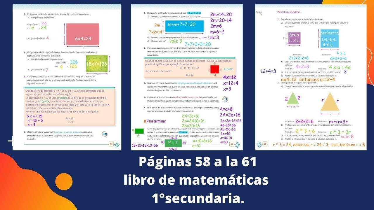 Páginas 58 a la 61 libro de matemáticas 1° secundaria - YouTube