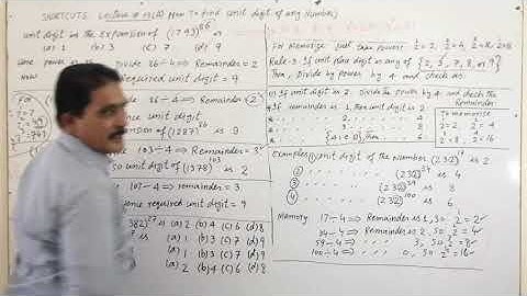 Lecture  3A  :   Short Cuts (How to Find Unit Digit of a Number)