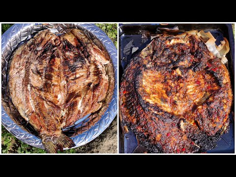 طريقة عمل سمك المسكوف العراقي طريقة شوي السمك بالفرن مع اطيب حشوة