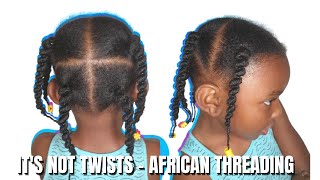 African Threading hairstyle for Kids|Quick Protective Stlye| Stretching Natural 4c Hair without Heat