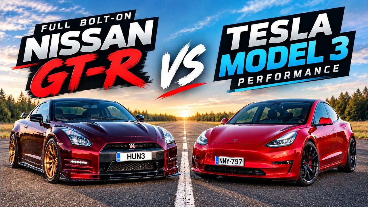 GODZILLA VS. SÄHKÖVATKAIN | 650HP NISSAN GT-R VS. TESLA MODEL 3 PERFORMANCE | KIIHDYTYSKISA