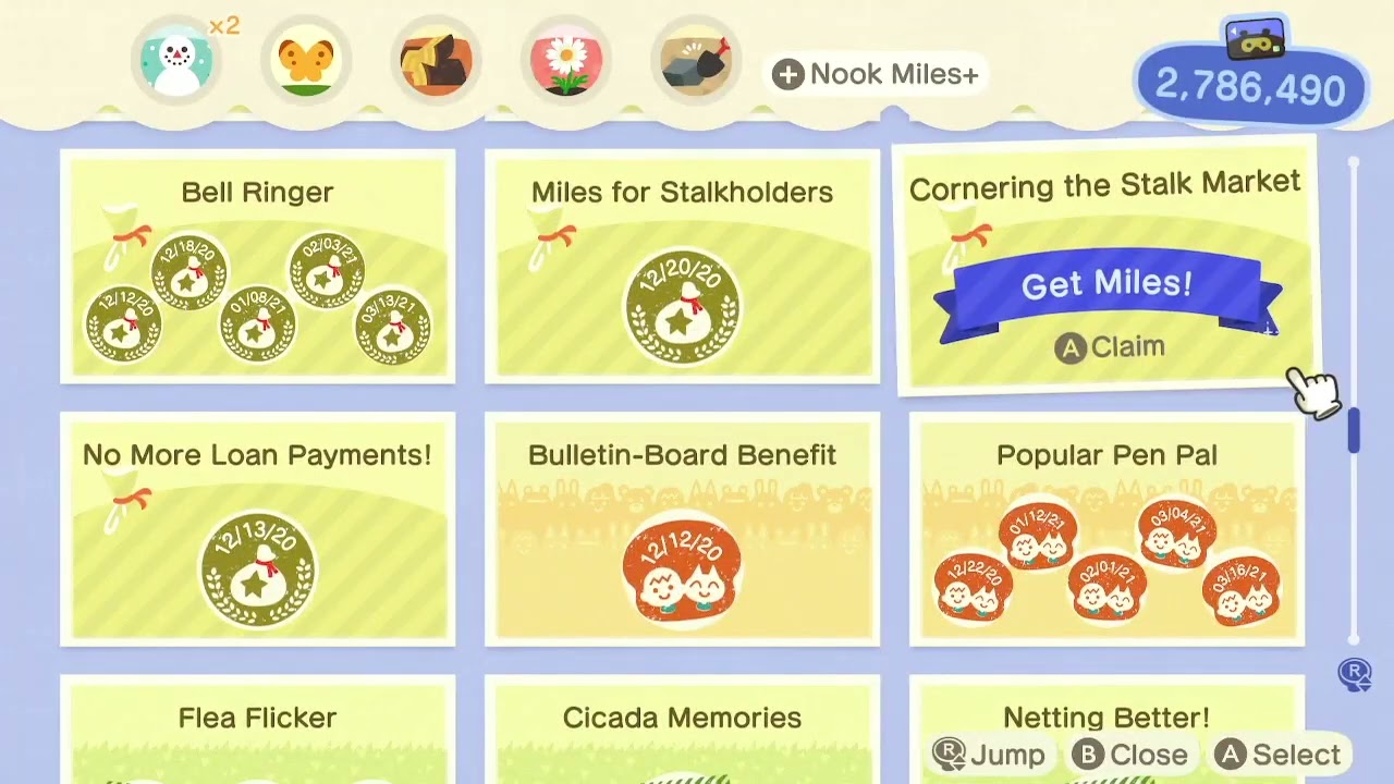 Nook Miles Achievement Completing Cornering The Stalk Market ACNH Nook Miles Achievement Completing Cornering The Stalk Market ACNH