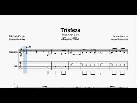 Tristeza Op 10 Nº 3 F Chopin Partitura y Tablatura de Guitarra Tabs en Fa Mayor Música Clásica