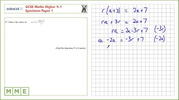 GCSE Maths EDEXCEL Higher Specimen     Paper 1   Q17 Rearranging formula