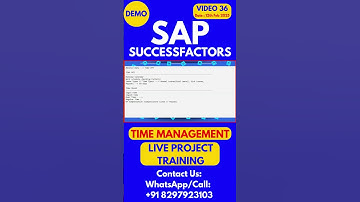 SAP SuccessFactors Time Management Training Online Tutorial Class 36 2025 #sapsuccessfactorstraining