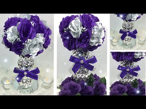 diy-/-glamorous-purple-and-silver-wedding-centerpiece