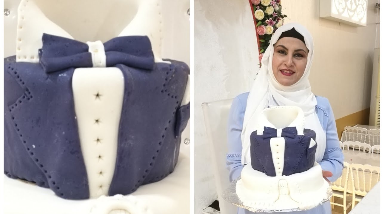 تزين كيكة طابقين بعجينة السكر تصلح للعراس