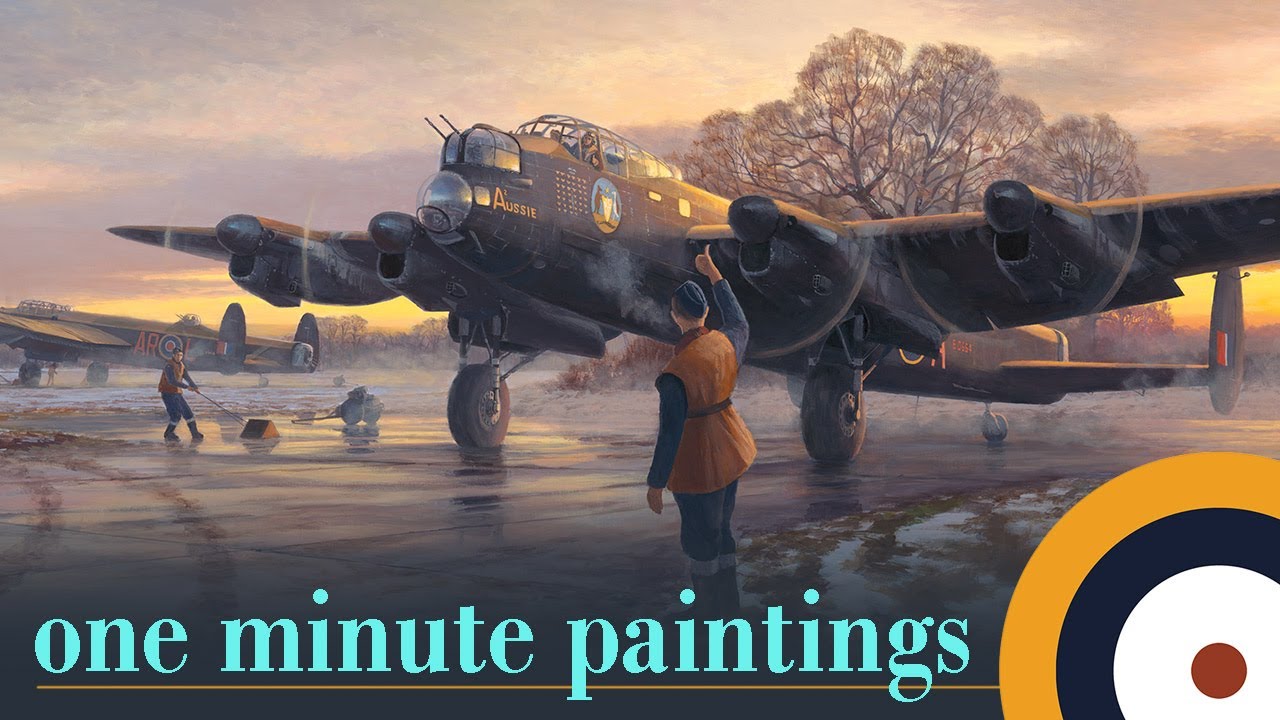 1 Minute Painting - Lancaster Bomber Timelapse. Aviation art. Acrylic painting demonstration