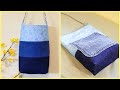 DIY DENIM & FLORAL REVERSIBLE BUCKET BAG | Old Jeans Upcycled Idea | Bag Tutorial | Upcycle Craft