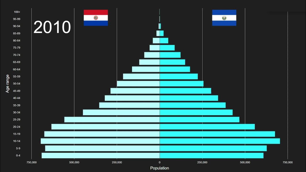 Paraguay vs El Salvador Population Pyramid 1950 to 2100 YouTube