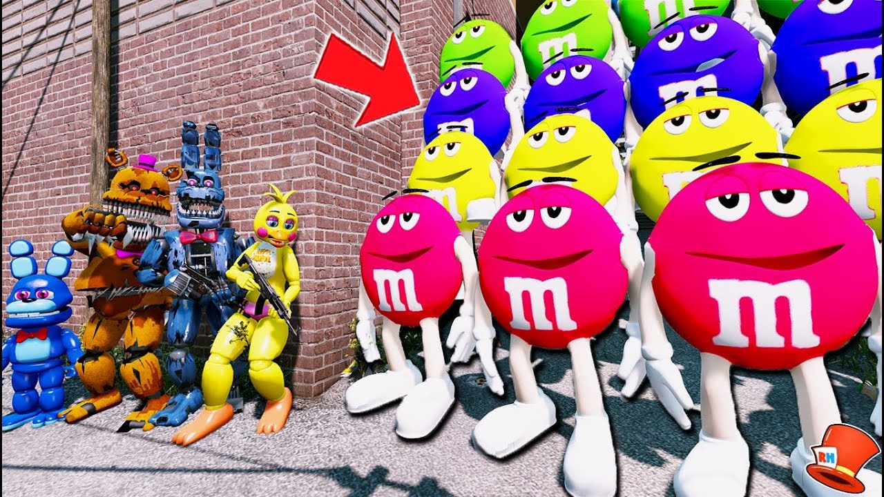Download CAN THE ANIMATRONICS DEFEAT THE EVIL M&M CANDY ARMY? (GTA 5 Mods FNAF RedHatter)