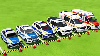 TRANSPORTING ALL POLICE CARS & AMBULANCE EMERGENCY VEHICLES WITH MAN TRUCKS ! Farming Simulator 25