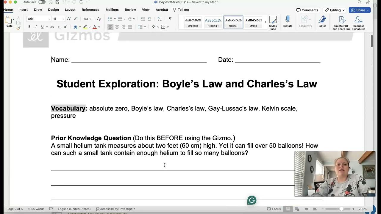 Gas laws Gizmo YouTube