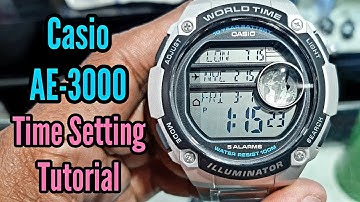 Casio Digital Watch AE-3000 Time Date Setting Instructions | SolimBD | Watch Repair Channel