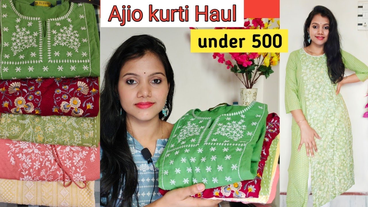 💕Ajio kurti haul/avaasa partywear kurtis/from 450₹/unboxing haul/ 9  partywear kurtis💕 - YouTube