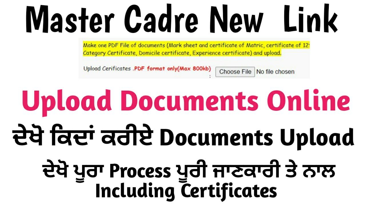 Master Cadre Documenta Upload Or Certificate All Process in Details