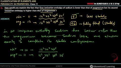 How would you explain the fact that first ionization enthalpy of sodium is lower than that of magnes
