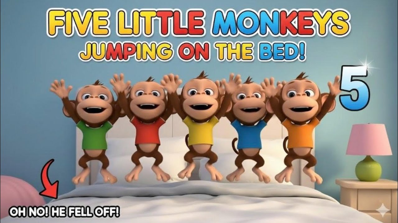 Five Little Monkeys Jumping on the Bed | 3D Nursery Rhymes & Counting Songs | Chip ABC