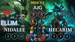 T1 Ellim Nidalee vs Hecarim Jungle - KR Patch 11.5