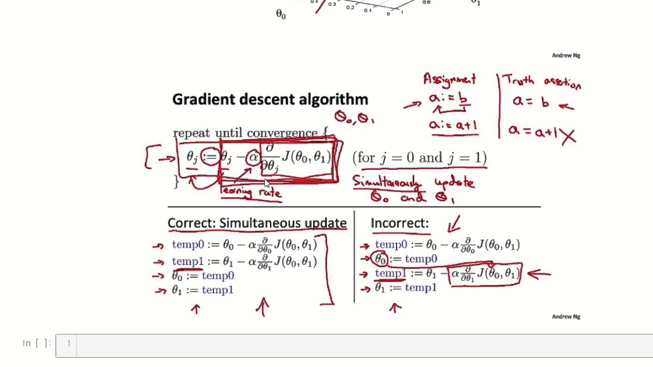 Gradient Descent (앤드류 응 강의 참조) - YouTube