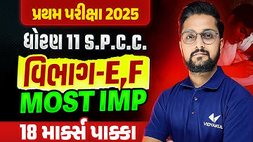 Std 11 SPCC Section- E & F ના Most IMP Questions✔️ | પ્રથમ પરીક્ષા 2025🔥| Vidyakul