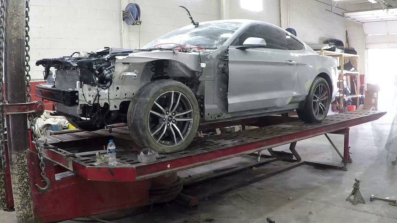 2016 ford Mustang, full front end repair and full custom pearl white paint job