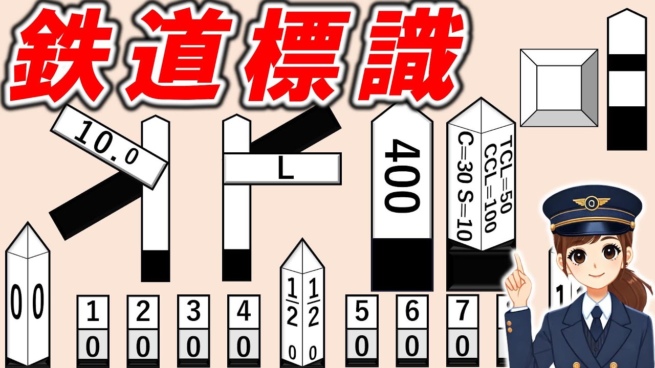【鉄道標識②】＊線路に関わる標識＊距離標＊曲線標＊てい減標＊勾配標＊車両接触限界標識＊