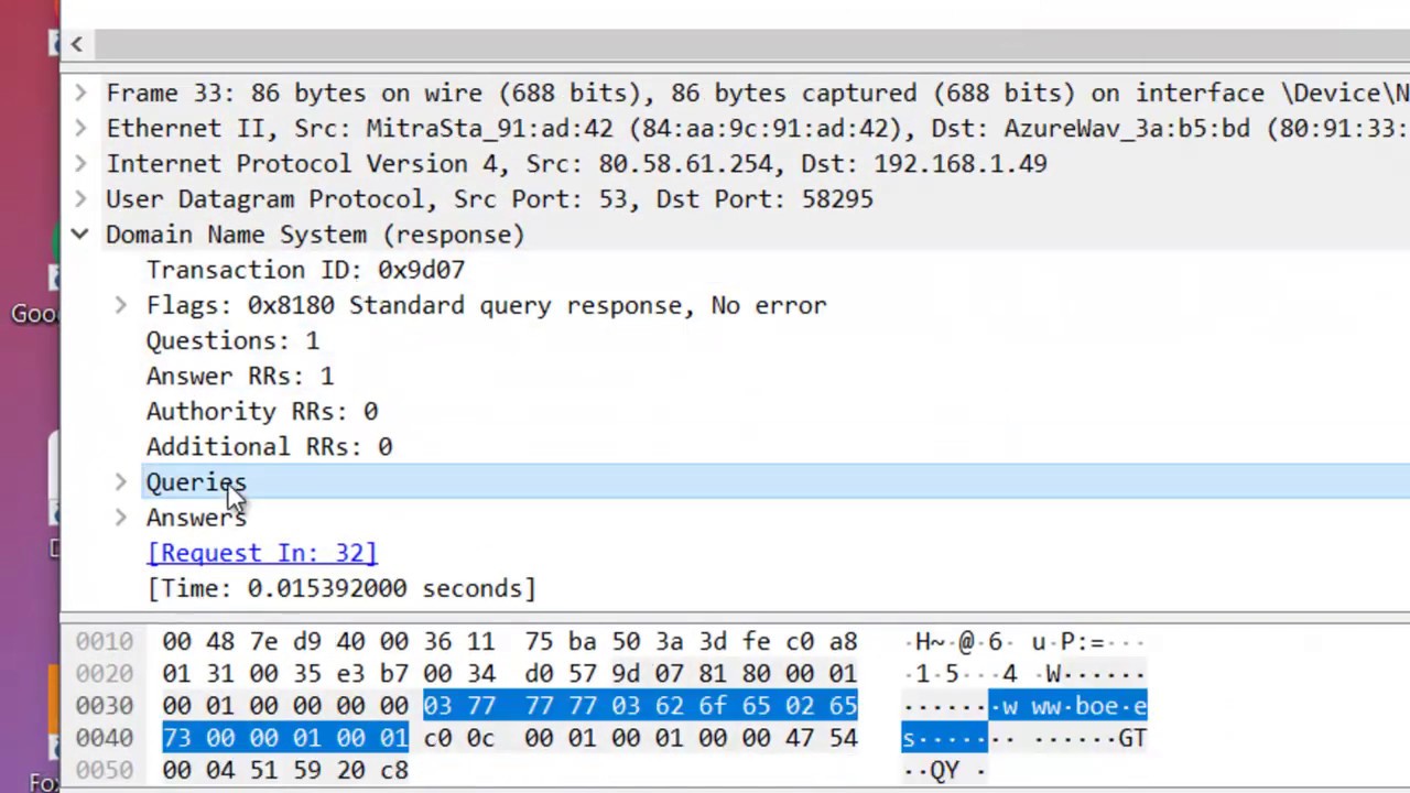 wireshark dns analysis