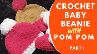 How to Make Crochet Baby Beanie with Pompom-Part 1/QUICK & EASY Tutorials/Perfect Flat Circle.