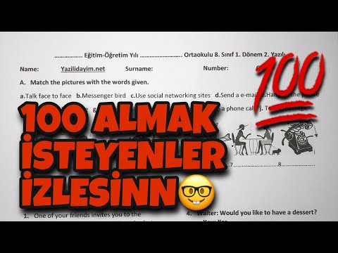 8.Sınıf İngilizce 1.Dönem 2.Yazılı