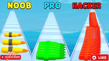 NOOB Vs PRO vs HACKER In Bullet Stack #bulletstack#games #mrgames