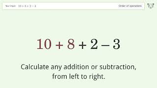 Master Order of Operations: Solve 10+8+2-3 Step by Step!