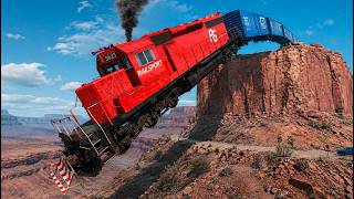 Trains vs Cliff #2 and Cars vs Rails - BeamNG Drive screenshot 2