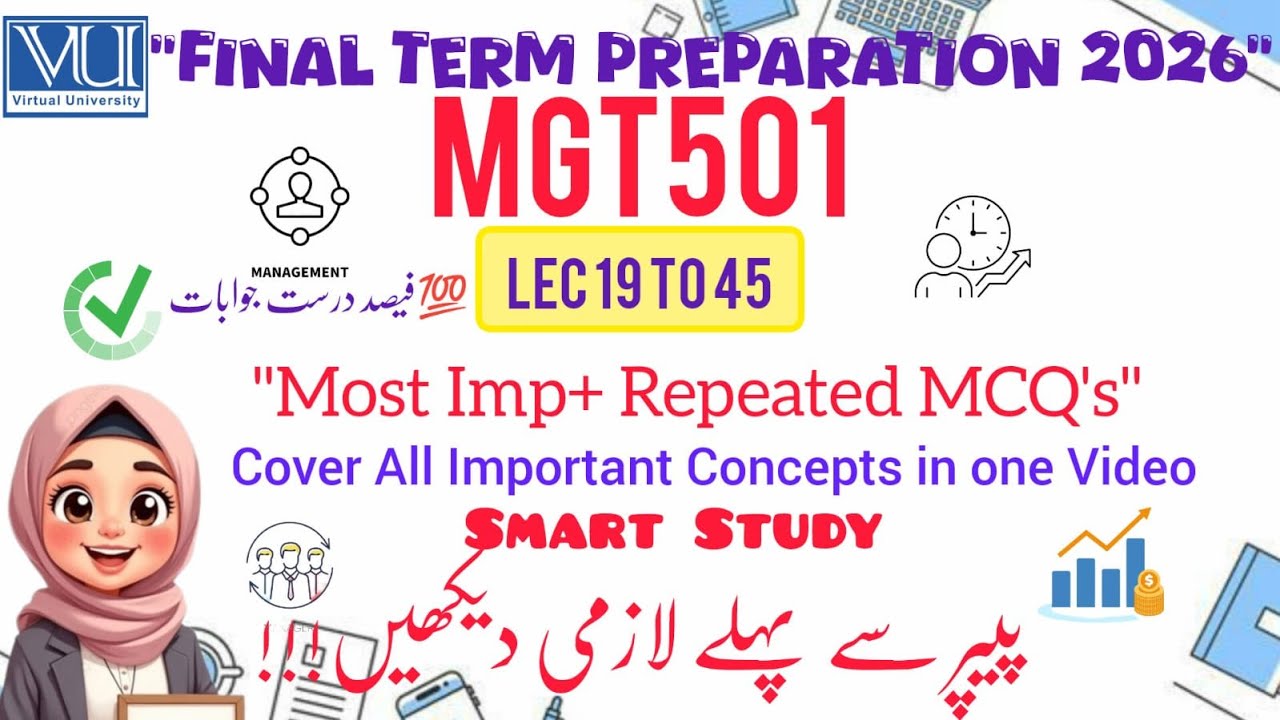 MGT501 Management  Final Term Preparation 2025 & 2026 Most Important and  Repeated MCQs Past Papers