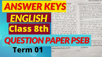 PSEB Class 8th English Question Paper Answer keys 2021| English Term 01 Answer keys 2021 #pseb
