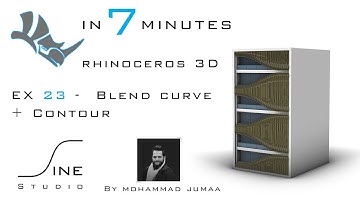 Rhino tutorial in 7 minutes  -  EX 23  -  Blend curve + Contour