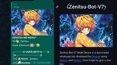 Latest Multi Device WhatsApp Bot | Sc Bot Wa Md No Enc 100% | ZenitsuBot | Active 24/7 | Deepak