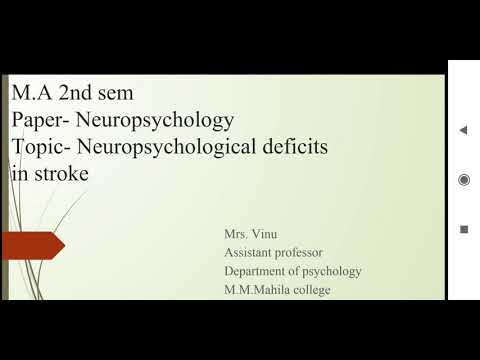 Neuropsychological deficit in stroke,By Mrs. Vinu, Assistant professor,Dept.of psychology,