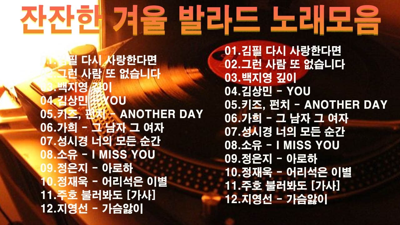 하루 끝에 듣는 힐링 발라드 🎶 광고 없는 감성 명곡 모음｜백지영, 성시경, 더원, 이승기, 김필, 양파, 임창정