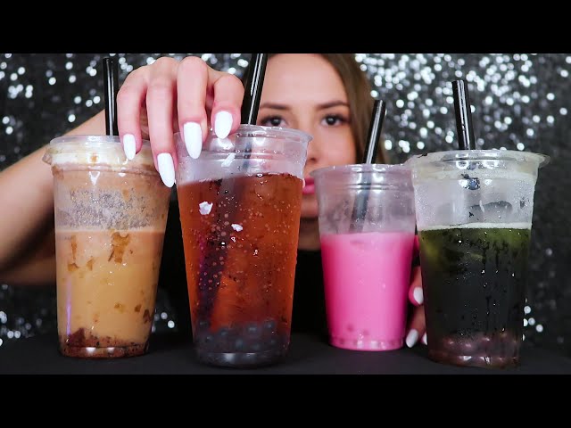 ASMR - PROVANDO BUBBLE TEA ~ DRINK COM BOLINHAS MACIAS QUE ESTOURAM