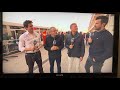 F1 Ferrari Boss Mattia Binotto shoves Stefano Domenicali at the 2019 Austin Texas F1 Grand Prix