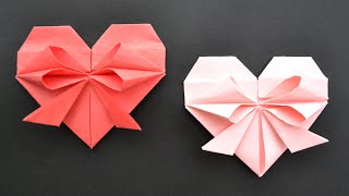 Cute Paper HEART WITH BOW | Easy Origami Tutorial DIY screenshot 3