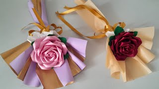 TUTORIAL / como hacer rosa con cinta  y armar un ramo  paso a paso