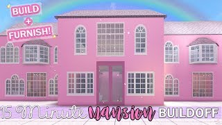 15 MINUTE BLOXBURG MANSION BUILDOFF! CAN WE BUILD & FURNISH A MANSION IN 15 MINUTES?
