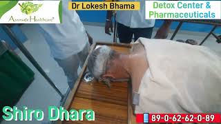 Shirodhara therapy from the back side of the head.