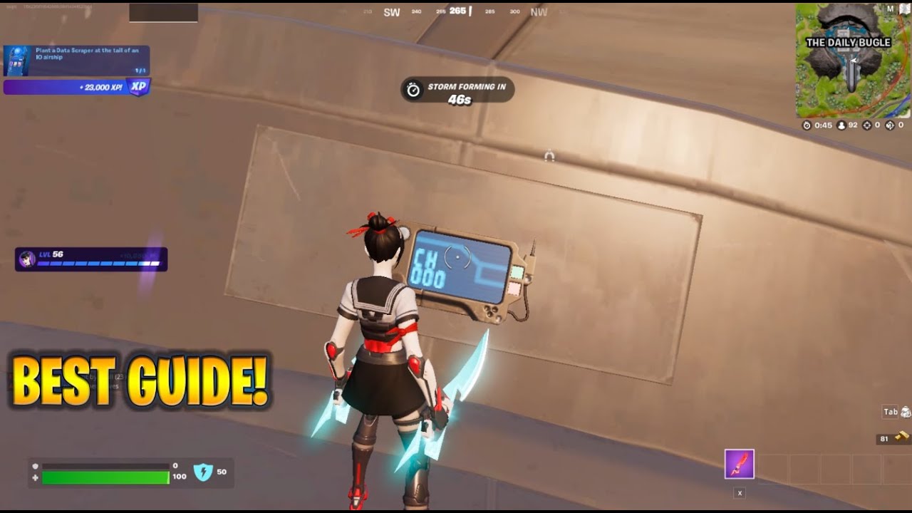 Plant a Data Scraper at the tail of an IO airship Fortnite Chapter 3