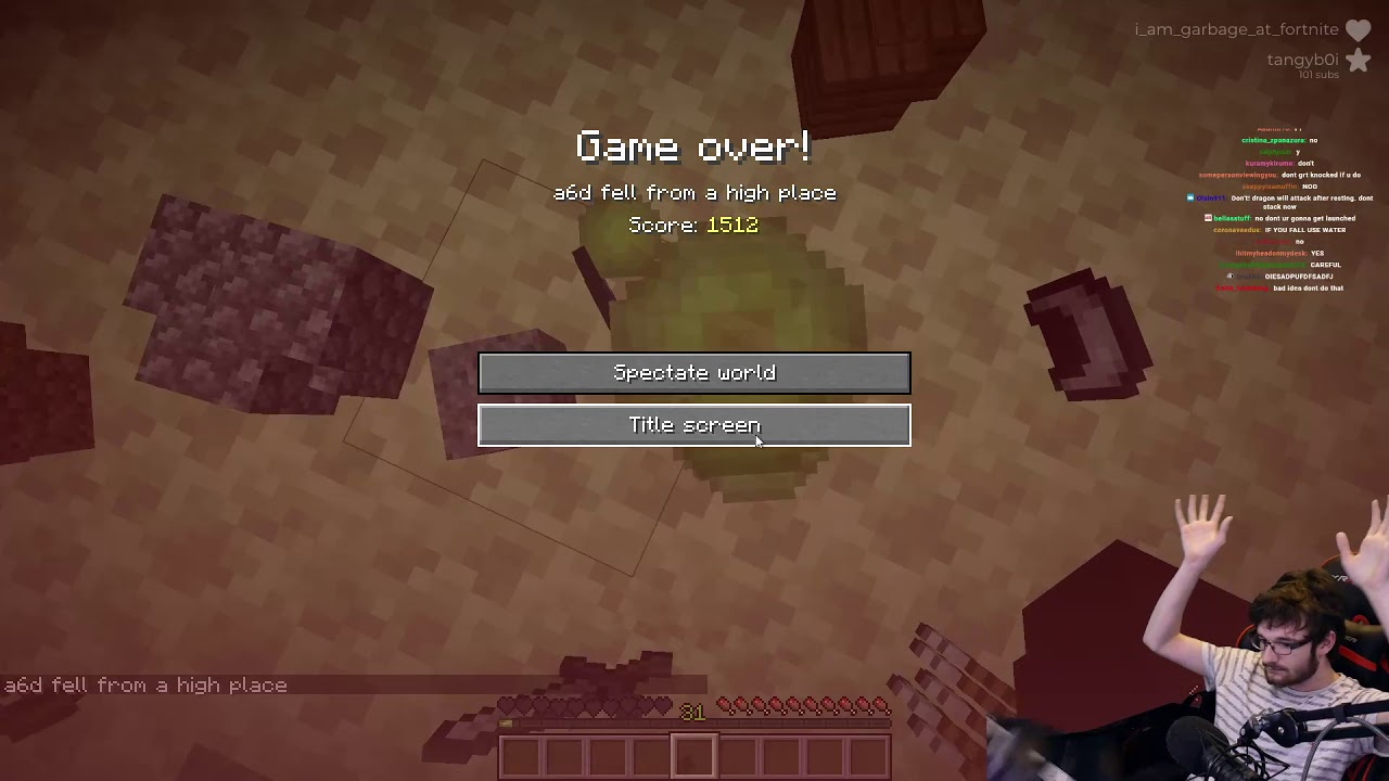 A6d Fails MLG water in Minecraft Hardcore