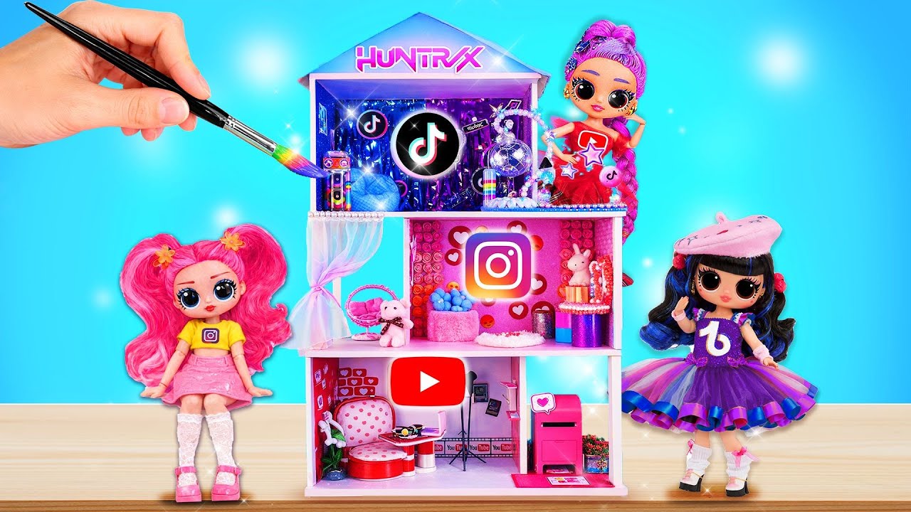 K-Pop Demon Hunters: DIY Social Media House for Huntrix | I Built Amazing Doll House