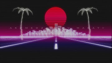 synthwave city palms road 80 Retro Background 3d render