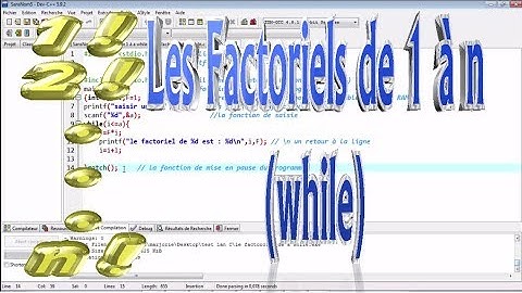 10-Calcul des factoriels des  nombres entiers en langage C-boucle whileحساب عاملي أعداد صحيحة طبيعية